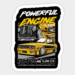 BMW E30 Powerfull Engine Sticker